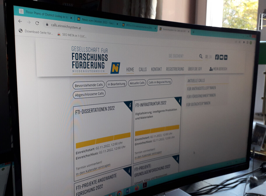 Einreichsystem Calls Startseiten Screen