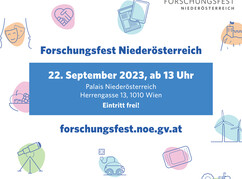 Bild mit Icons zu den Themenbereichen beim Forschungsfest NÖ