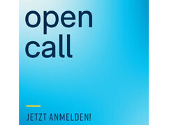 Text auf blauem Hintergrund - Open Call