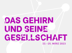 grauer Hintergrund und weiße Synapsensymbole mit Titel Das Gehirn und seine...