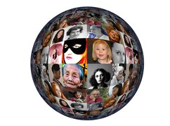 Eine Kugel mit vielen Portraits unterschiedlichster Frauen